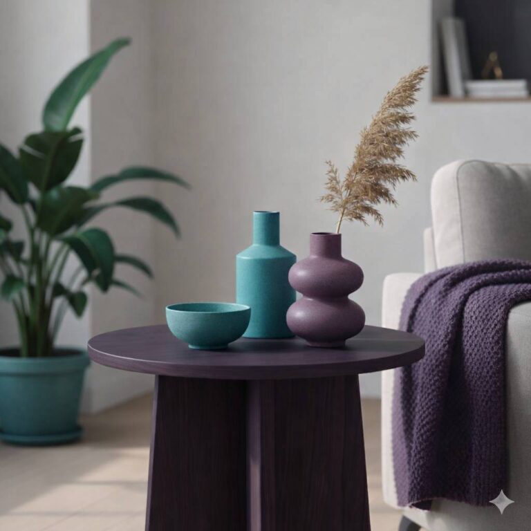 Hedendaagse inrichting met turquoise accenten